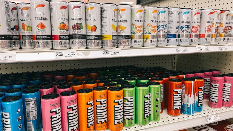 Refrigerated beverage aisle with a wide selection of cold drinks