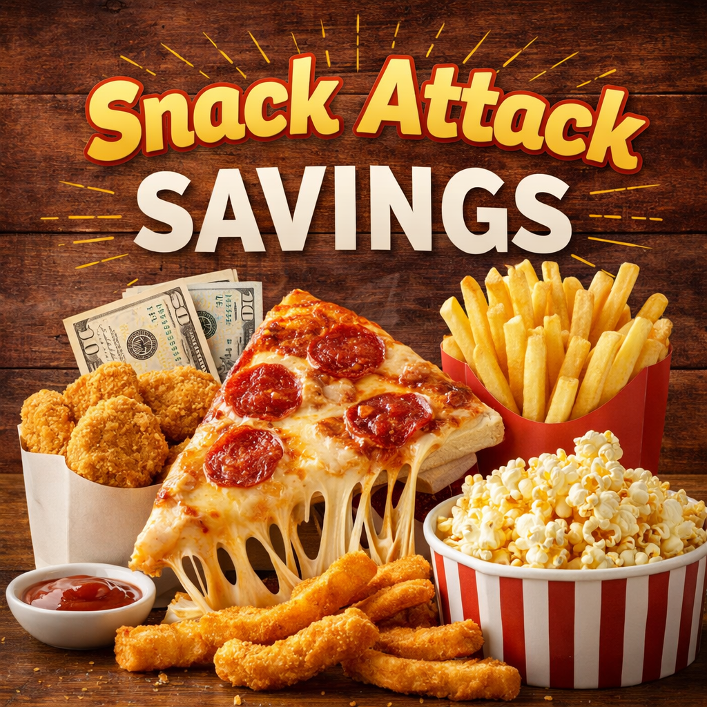 Weekly snack deals rotating every Monday on chips and candy